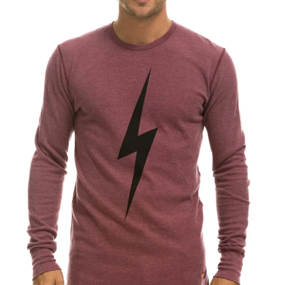 Aviator Nation - thermal bolt long sleeve top - claret - size M unisex - Picture 7 of 7